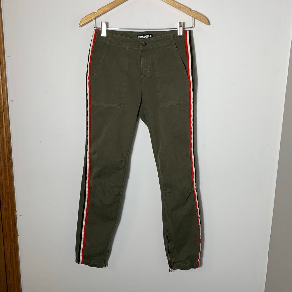 Womens Pam & Gela Utility Jogger Pants Green Size 26 EUC! - Picture 2 of 5